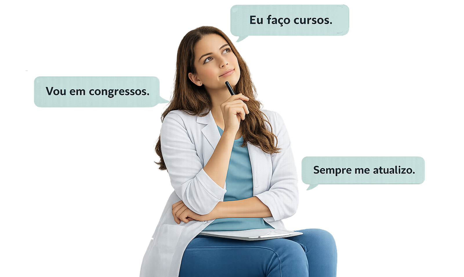 Terapeuta refletindo sobre cursos, congressos e atualização profissional